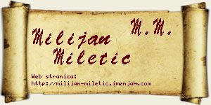 Milijan Miletić vizit kartica